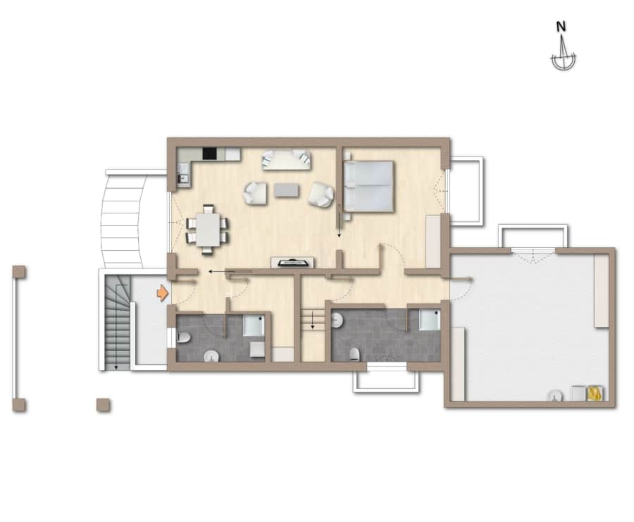 Moderne, hochwertige Neubau-Villa mit großer Einliegerwohnung - Grundriss Untergeschoss