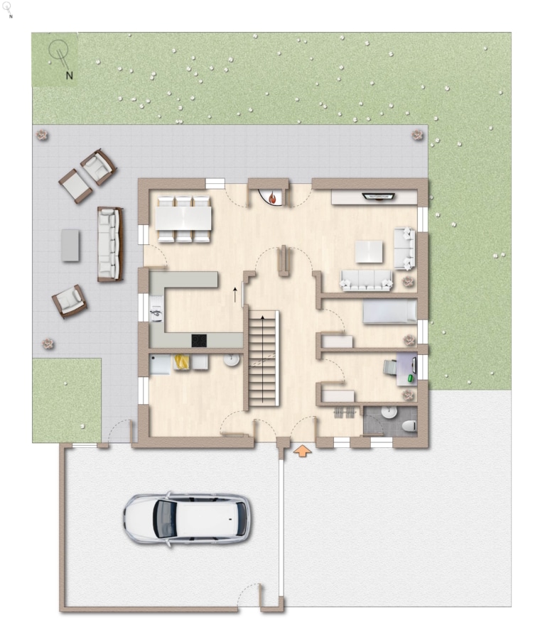 Grundriss Erdgeschoss - Einfamilienhaus mit Panoramablick in Staufen-Wettelbrunn