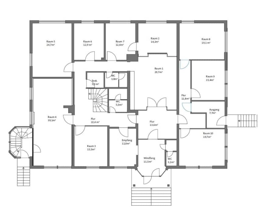 Grundriss Hochparterre - Repräsentatives Büro/Praxishaus über 2 Etagen in Freiburg-Haid