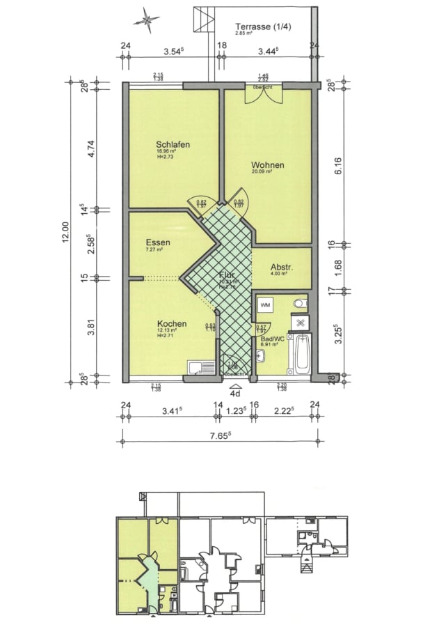 Grundriss und Lage des Bungalows - Renovierter Bungalow in sonniger Lage von Schallstadt