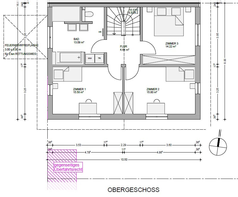 Grundriss OG Haus 2 - Doppelhaushälfte in Ebringen - Wohnen in bester Lage