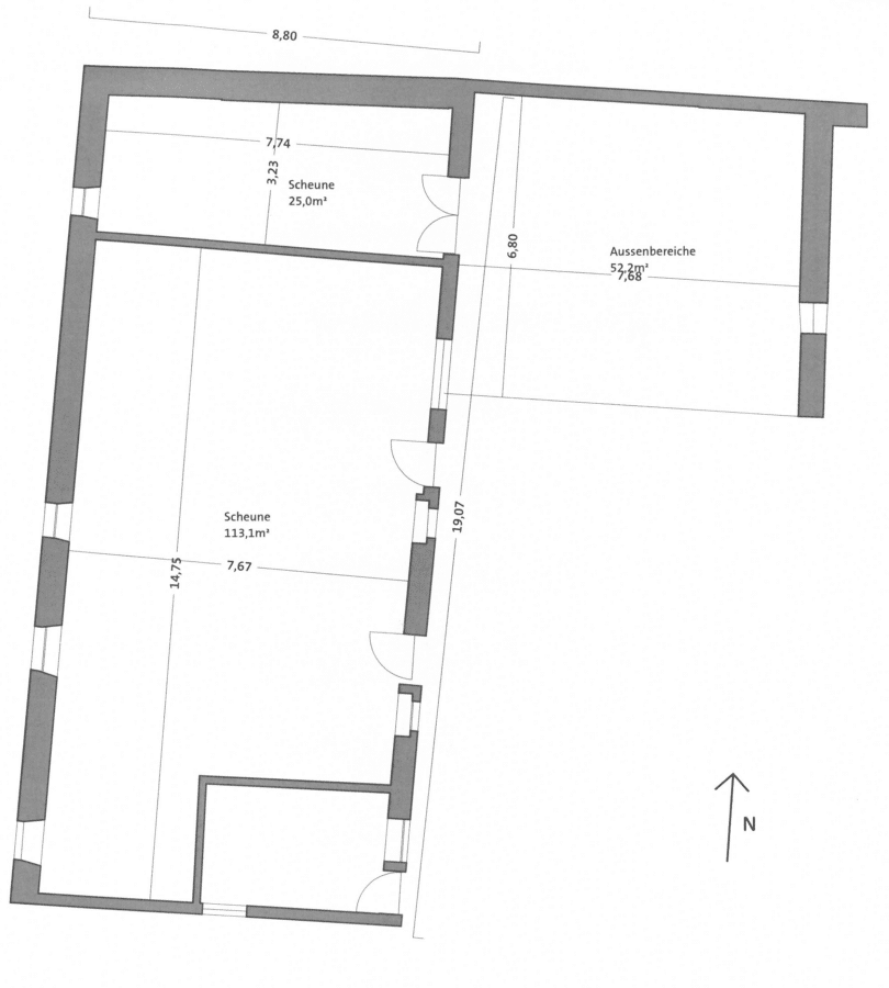 Grundriss Scheune - Wohnen im Denkmal: Historische Schlosshälfte in Opfingen mit einem parkähnlichen Grundstück