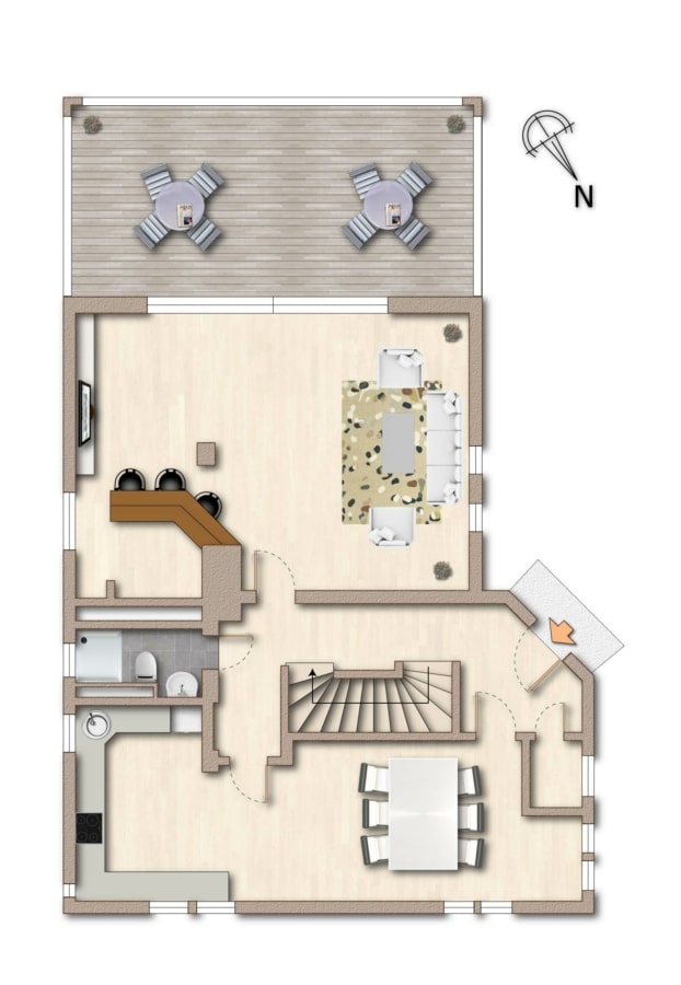 Wohnhaus - Grundriss Erdgeschoss - ATTRAKTIVES ENSEMBLE Wohnen und Arbeiten in Umkirch