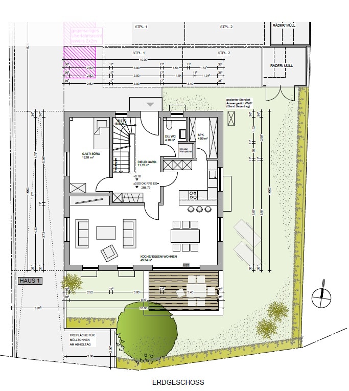 Grundriss EG Haus 1 - - Ebringen - Stilvolles Einfamilienhaus in malerischer Umgebung