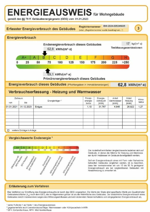 Energieausweis - Schönes Reihenmittelhaus in Bad Krozingen