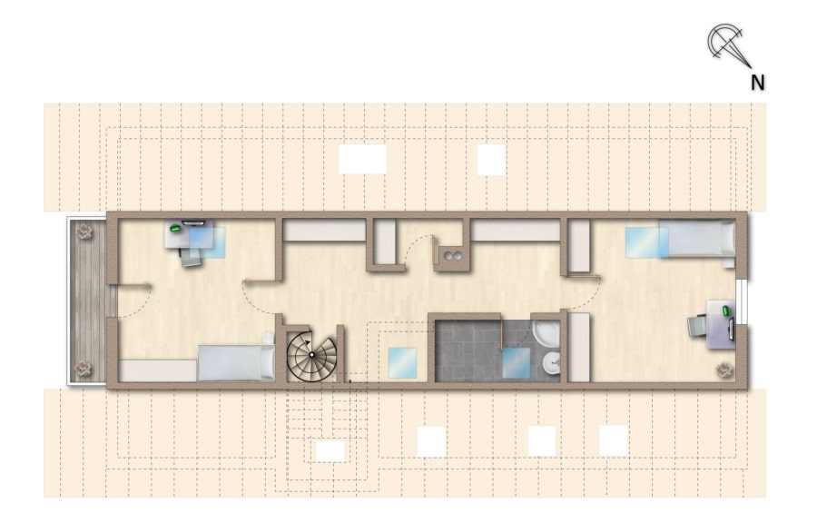 Grundriss Dachspitz - Altvogtsburg: Bezugsfreie 5 Zimmerwohnung auf 2 Ebenen