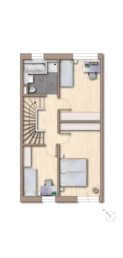 Grundriss Obergeschoss - Junges, modernes Reihenhaus in zentraler Lage von Kirchzarten