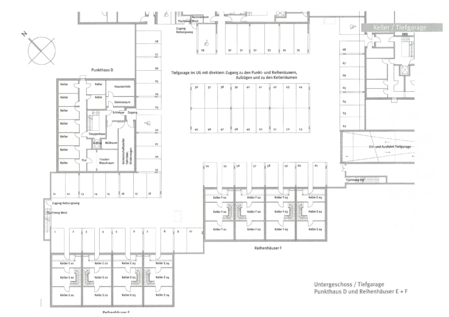 Grundriss Tiefgarage und Keller - Junges, modernes Reihenhaus in zentraler Lage von Kirchzarten