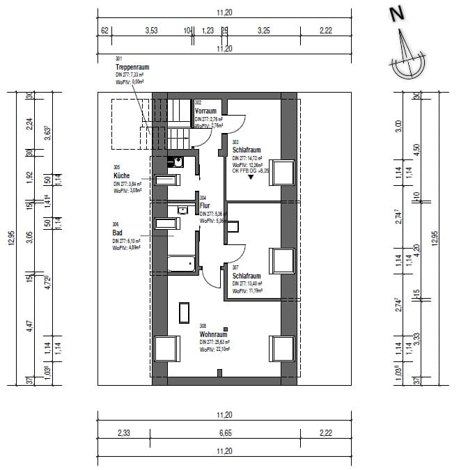 Grundriss Dachgeschoss - Vermietete Dachgeschosswohnung in Littenweiler (Erbbaurecht)