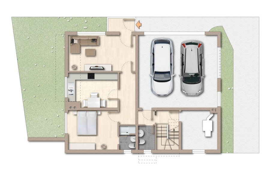 Grundriss Untergeschoss / Einliegerwohnung - Freistehendes Einfamilienhaus mit Einliegerwohnung in Gundelfingen