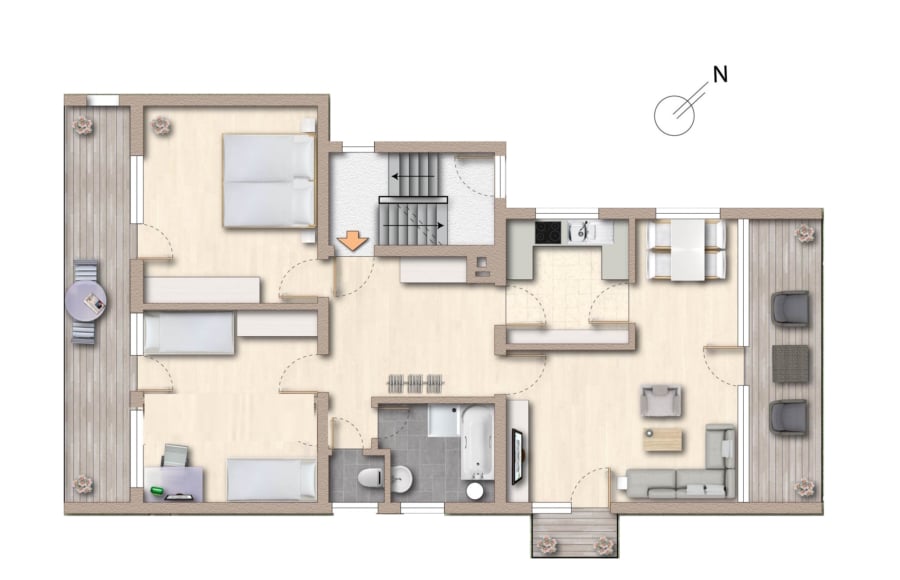 Grundriss Obergeschoss - Mehrfamilienhaus in zentraler Lage von Bad Krozingen