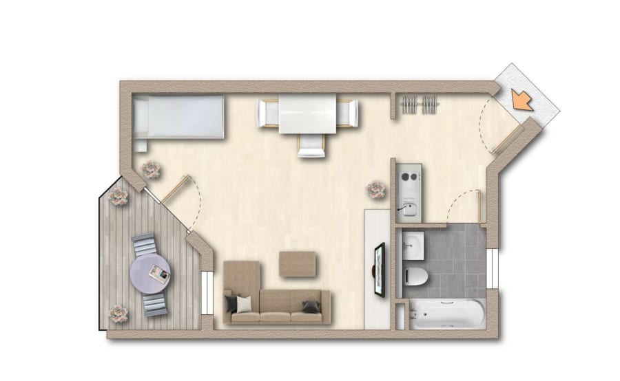 Grundriss - Charmante 1-Zimmer-Wohnung in zentraler Lage von Bad Krozingen