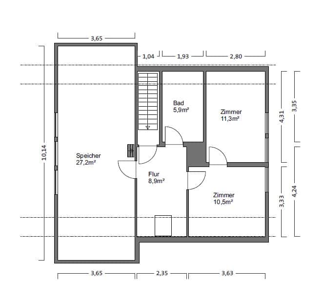 Grundriss Dachgeschoss - Charmantes Einfamilienhaus in Seefelden