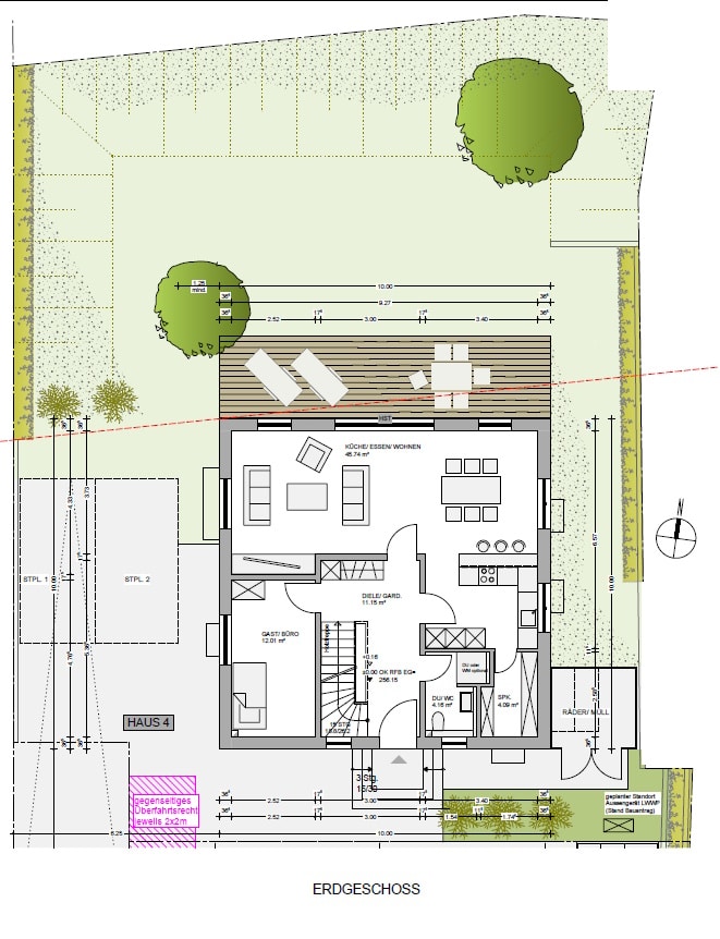 Grundriss EG Haus 4 - - Ebringen - Modernes Einfamilienhaus mit nachhaltigem Konzept