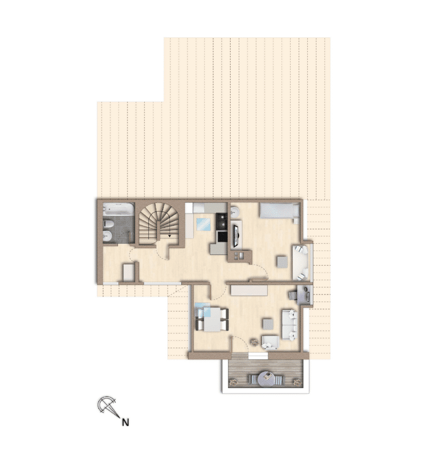 Grundriss Obergeschoss - Gepflegtes Haus mit Privatgarten und drei Wohnungen in ruhiger Lage von FR-Mooswald.